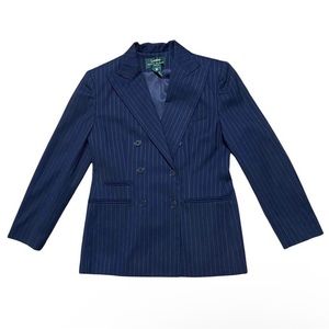 Lauren ralph lauren petite pinstripe double breasted blazer with shoulder pads